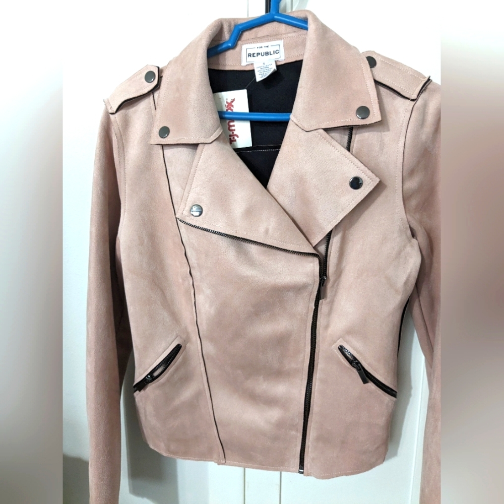 For the Republic Zip Up Jacket 6640066 Pink Bloom Faux Suede S